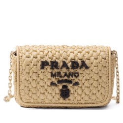 Migliore Repliche Borsa a tracolla in rafia all'uncinetto Prada Albicocca Economiche Outlet Online
