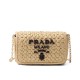 Migliore Repliche Borsa a tracolla in rafia all'uncinetto Prada Albicocca Economiche Outlet Online