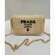 Migliore Repliche Borsa a tracolla in rafia all'uncinetto Prada Albicocca Economiche Outlet Online