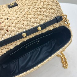Migliore Repliche Borsa a tracolla in rafia all'uncinetto Prada Albicocca Economiche Outlet Online