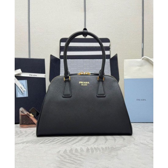 Perfette Qualità Repliche Borsa Prada Media Saffiano 1BG537 Nera Imitazione
