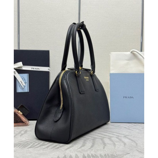 Perfette Qualità Repliche Borsa Prada Media Saffiano 1BG537 Nera Imitazione