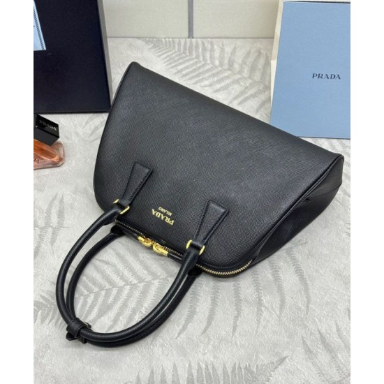 Perfette Qualità Repliche Borsa Prada Media Saffiano 1BG537 Nera Imitazione
