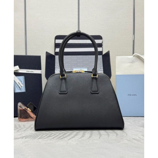 Perfette Qualità Repliche Borsa Prada Media Saffiano 1BG537 Nera Imitazione