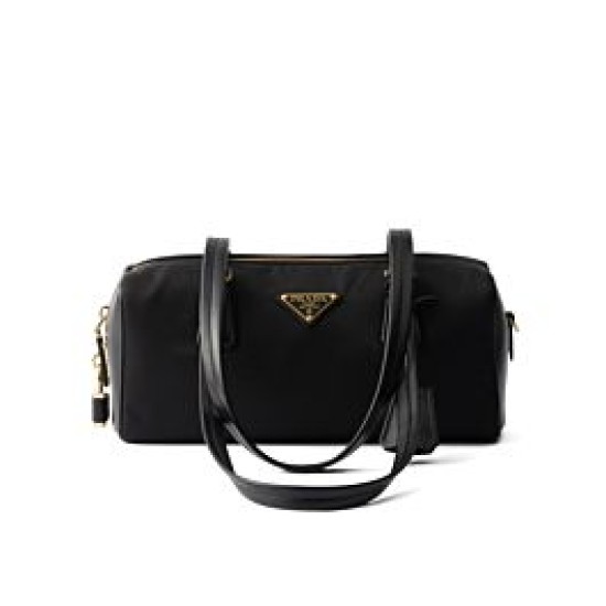 Miglior Falso Borsa media Prada Re-Nylon con manico superiore e lucchetto 1BB127 Nero Economiche Premium