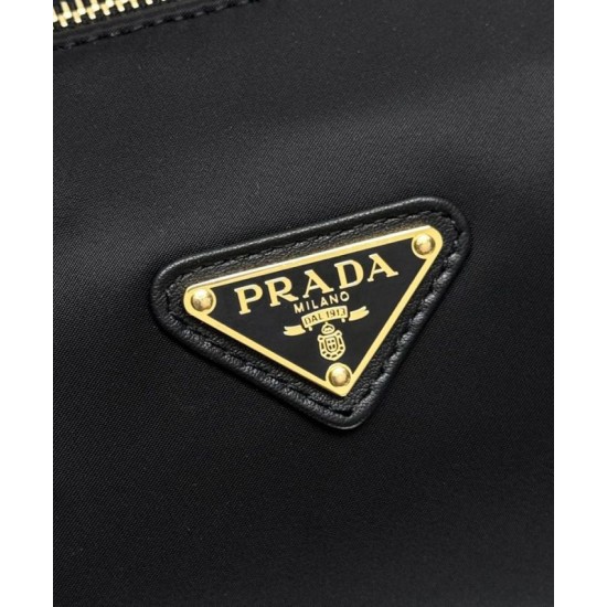 Miglior Falso Borsa media Prada Re-Nylon con manico superiore e lucchetto 1BB127 Nero Economiche Premium