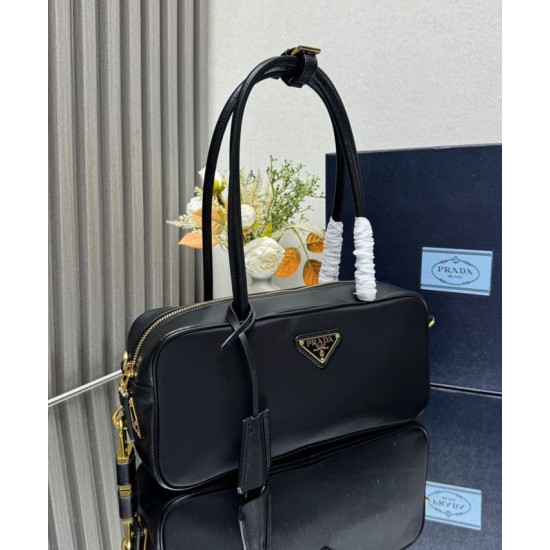 Replica perfetta Borsa piccola Prada Re-Nylon con manico superiore e lucchetto 1BB133 Nero Imitazione Outlet Online