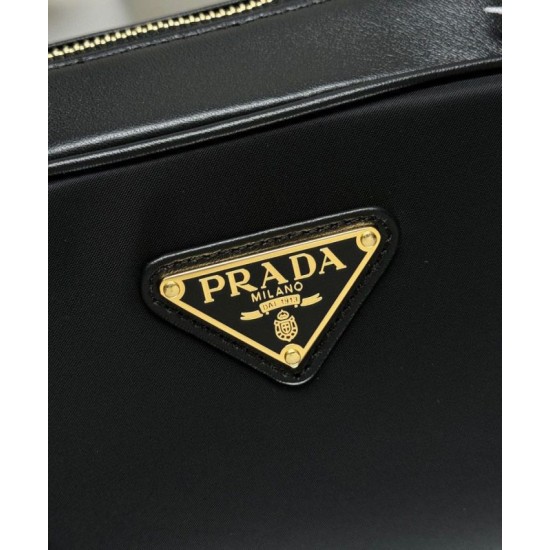 Replica perfetta Borsa piccola Prada Re-Nylon con manico superiore e lucchetto 1BB133 Nero Imitazione Outlet Online