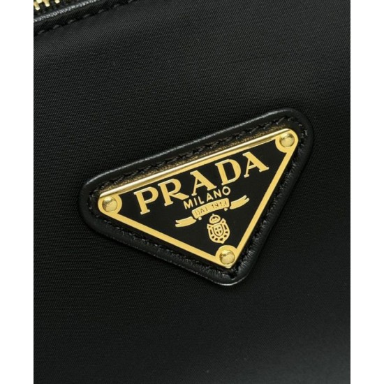Replica perfetta Borsa a tracolla media Prada in Re-Nylon Con lucchetto 1BC233 Nero Imitazione Outlet Online