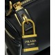 Replica perfetta Borsa a tracolla media Prada in Re-Nylon Con lucchetto 1BC233 Nero Imitazione Outlet Online