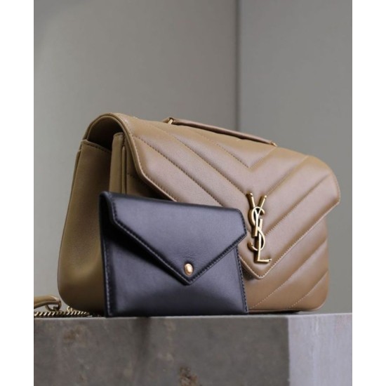 Migliore Repliche Borsa YSL Saint Laurent Loulou Media Matelasse Albicocca Economiche Outlet Online