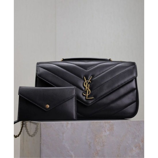 Perfette Qualità Repliche Borsa YSL Saint Laurent Loulou Media Matelasse Nera Imitazione
