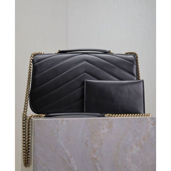 Perfette Qualità Repliche Borsa YSL Saint Laurent Loulou Media Matelasse Nera Imitazione
