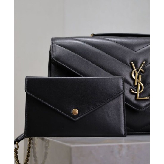 Perfette Qualità Repliche Borsa YSL Saint Laurent Loulou Media Matelasse Nera Imitazione