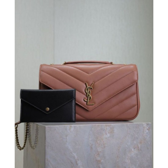 Replica perfetta Borsa YSL Saint Laurent Loulou Media Matelasse Rosa Imitazione Outlet Online