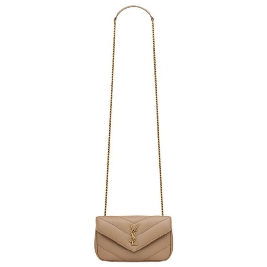 Replica perfetta Mini borsa YSL Saint Laurent Loulou Albicocca Imitazione Outlet Online