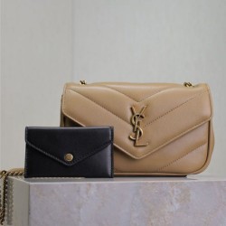 Replica perfetta Mini borsa YSL Saint Laurent Loulou Albicocca Imitazione Outlet Online