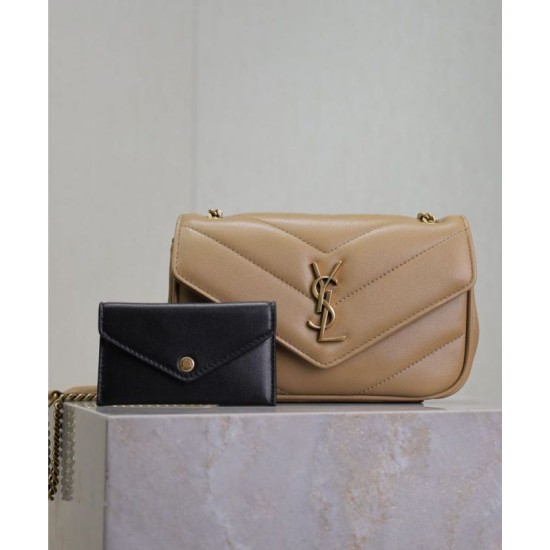 Replica perfetta Mini borsa YSL Saint Laurent Loulou Albicocca Imitazione Outlet Online