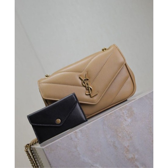 Replica perfetta Mini borsa YSL Saint Laurent Loulou Albicocca Imitazione Outlet Online