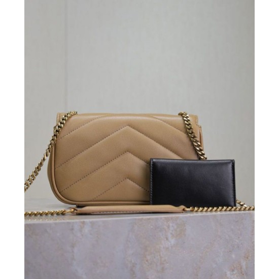 Replica perfetta Mini borsa YSL Saint Laurent Loulou Albicocca Imitazione Outlet Online