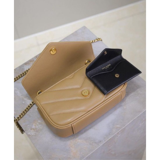 Replica perfetta Mini borsa YSL Saint Laurent Loulou Albicocca Imitazione Outlet Online
