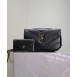 Migliore Repliche Borsa mini YSL Saint Laurent Loulou Nera Economiche Outlet Online