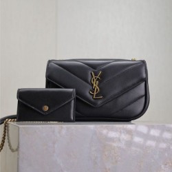 Migliore Repliche Borsa mini YSL Saint Laurent Loulou Nera Economiche Outlet Online