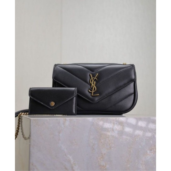 Migliore Repliche Borsa mini YSL Saint Laurent Loulou Nera Economiche Outlet Online
