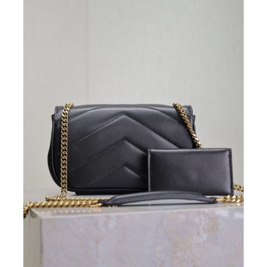 Migliore Repliche Borsa mini YSL Saint Laurent Loulou Nera Economiche Outlet Online