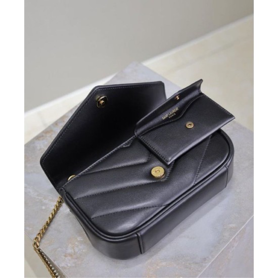 Migliore Repliche Borsa mini YSL Saint Laurent Loulou Nera Economiche Outlet Online