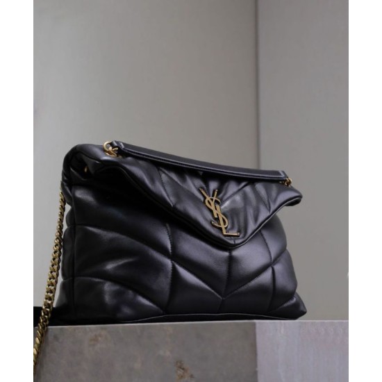 Miglior Falso Borsa media YSL Saint Laurent Puffer in nappa nera Economiche Premium