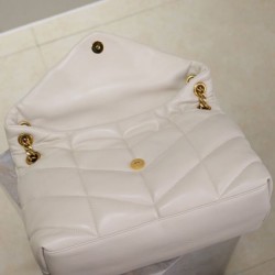 Perfette Qualità Repliche Borsa media YSL Saint Laurent Puffer in nappa color crema Imitazione