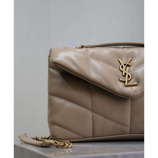 Perfette Qualità Repliche Borsa imbottita Toy YSL Saint Laurent in pelle di agnello color albicocca Imitazione