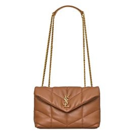 Miglior Falso Borsa imbottita Toy YSL Saint Laurent in pelle di agnello Caffè Economiche Premium