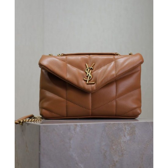 Miglior Falso Borsa imbottita Toy YSL Saint Laurent in pelle di agnello Caffè Economiche Premium