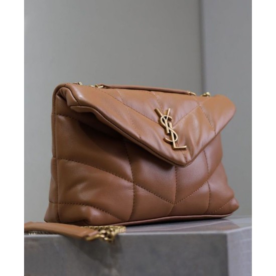 Miglior Falso Borsa imbottita Toy YSL Saint Laurent in pelle di agnello Caffè Economiche Premium