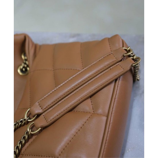 Miglior Falso Borsa imbottita Toy YSL Saint Laurent in pelle di agnello Caffè Economiche Premium