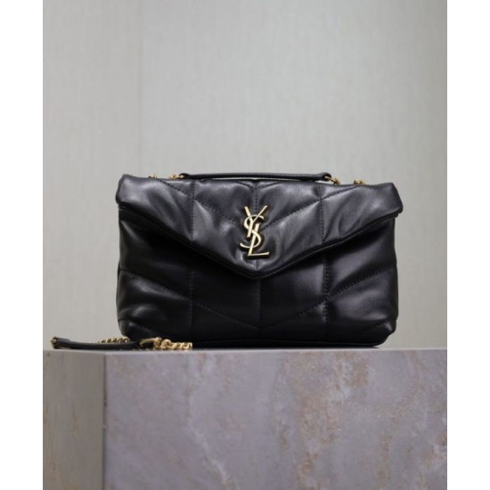 Perfette Qualità Repliche Borsa imbottita Toy YSL Saint Laurent in pelle di agnello nera Imitazione