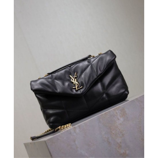 Perfette Qualità Repliche Borsa imbottita Toy YSL Saint Laurent in pelle di agnello nera Imitazione