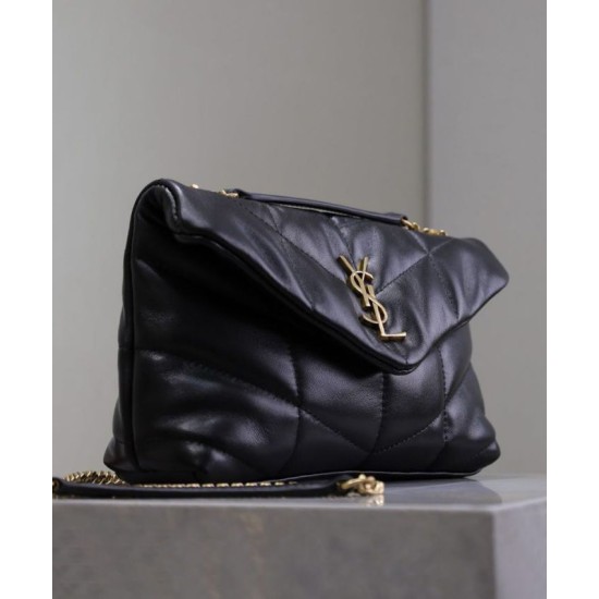Perfette Qualità Repliche Borsa imbottita Toy YSL Saint Laurent in pelle di agnello nera Imitazione