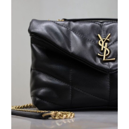 Perfette Qualità Repliche Borsa imbottita Toy YSL Saint Laurent in pelle di agnello nera Imitazione