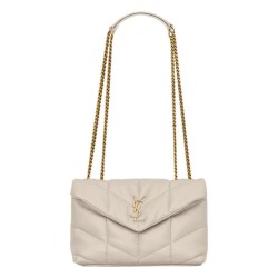 Replica perfetta Borsa imbottita Toy YSL Saint Laurent in pelle di agnello Crema Imitazione Outlet Online