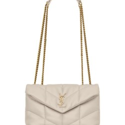 Replica perfetta Borsa imbottita Toy YSL Saint Laurent in pelle di agnello Crema Imitazione Outlet Online