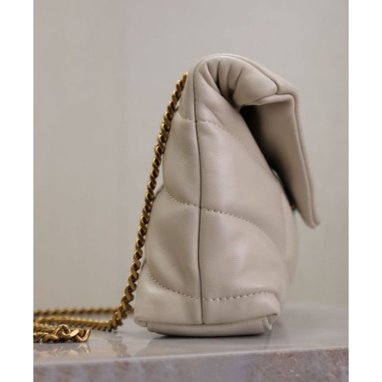 Replica perfetta Borsa imbottita Toy YSL Saint Laurent in pelle di agnello Crema Imitazione Outlet Online