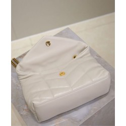 Replica perfetta Borsa imbottita Toy YSL Saint Laurent in pelle di agnello Crema Imitazione Outlet Online