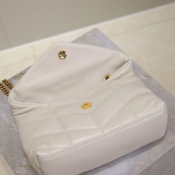 Replica perfetta Borsa imbottita Toy YSL Saint Laurent in pelle di agnello Crema Imitazione Outlet Online