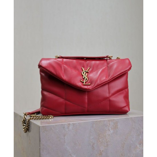 Migliore Repliche Borsa imbottita Toy YSL Saint Laurent in pelle di agnello rossa Economiche Outlet Online