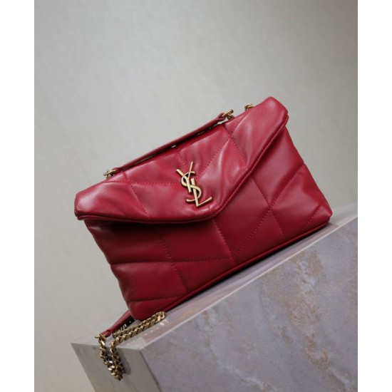 Migliore Repliche Borsa imbottita Toy YSL Saint Laurent in pelle di agnello rossa Economiche Outlet Online