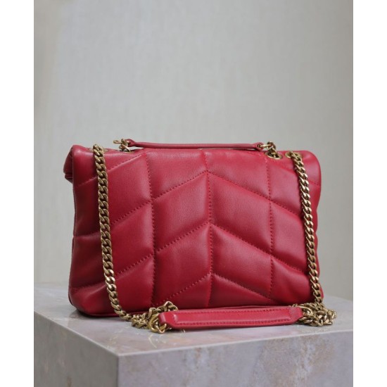 Migliore Repliche Borsa imbottita Toy YSL Saint Laurent in pelle di agnello rossa Economiche Outlet Online