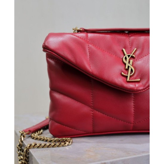 Migliore Repliche Borsa imbottita Toy YSL Saint Laurent in pelle di agnello rossa Economiche Outlet Online